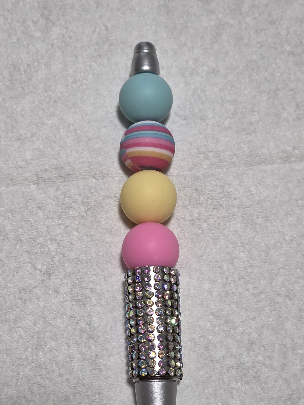 Colorful Beaded Rhinestone Pen - Pastel Rainbow